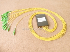 Répartiteur optique, PLC, boîtier en plastique, G657A, 1x16, tube lâche de 2 mm, 1 m, avec connecteur SC/APC