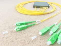 Répartiteur optique, PLC, boîtier en plastique, G657A, 2x8, tube lâche de 2 mm, 1 m, avec connecteur SC/APC