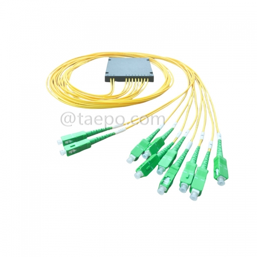 Répartiteur optique, PLC, boîtier en plastique, G657A, 2x8, tube lâche de 2 mm, 1 m, avec connecteur SC/APC