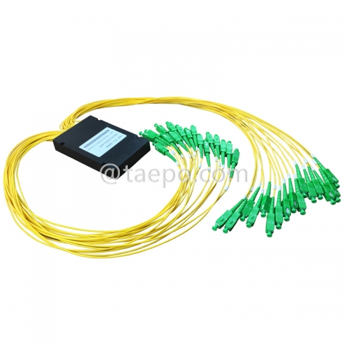 Répartiteur optique, PLC, boîtier en plastique, G657A, 1x32, tube lâche de 2 mm, 1 m, avec connecteur SC/APC